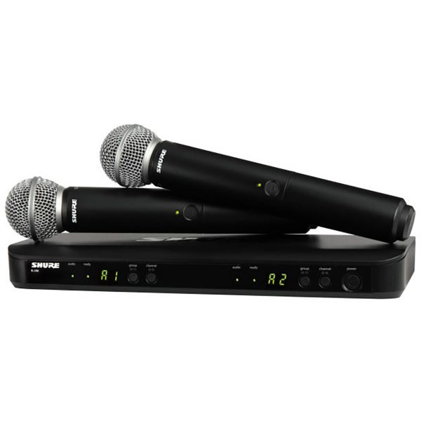 Shure BLX288/SM58-J11 Wireless Dual Vocal System w/ 2x SM58 Handheld Transmitters & Dual Channel Receiver - Silver