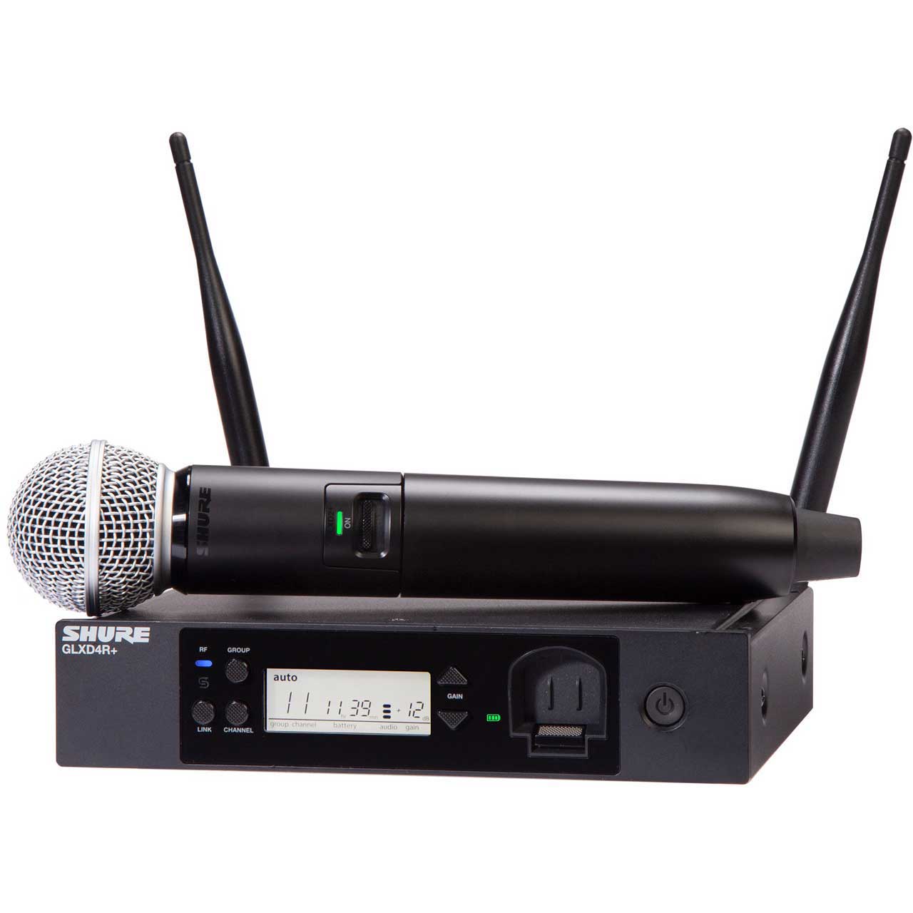 Shure GLXD24R+ Dual-Band Wireless Vocal Rack System with SM58 Microphone & SB904 Li-Ion Battery - Z3 2.4 & 5.8GHz