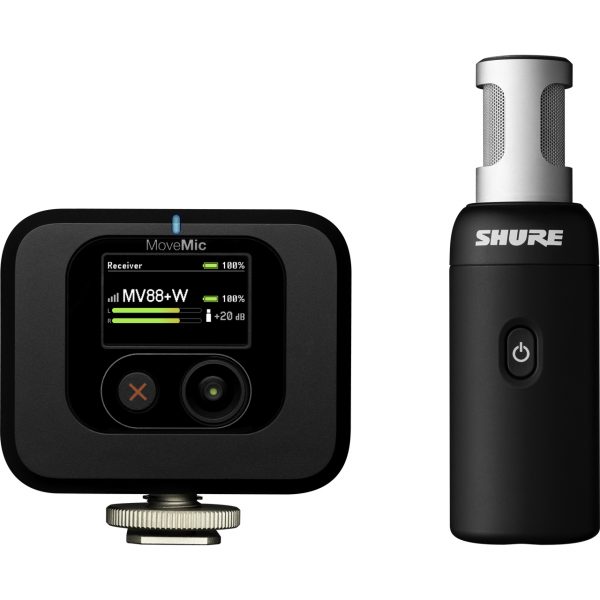 Shure MoveMic 88 Plus Direct to Phone Wireless USB Condenser Microphone with Camera Receiver - Black