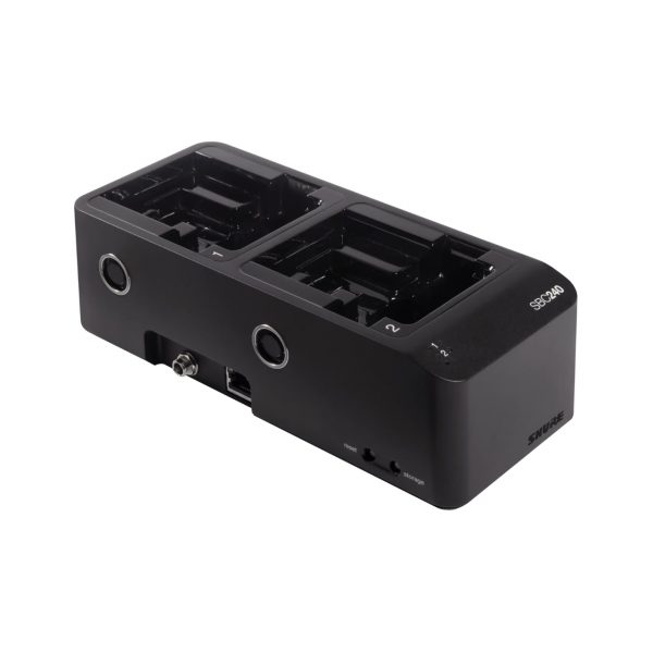 Shure SBC240 2-Bay Networked Charging Dock for SB910 and SB920A Batteries - Power Supply Included - TAA Compliant