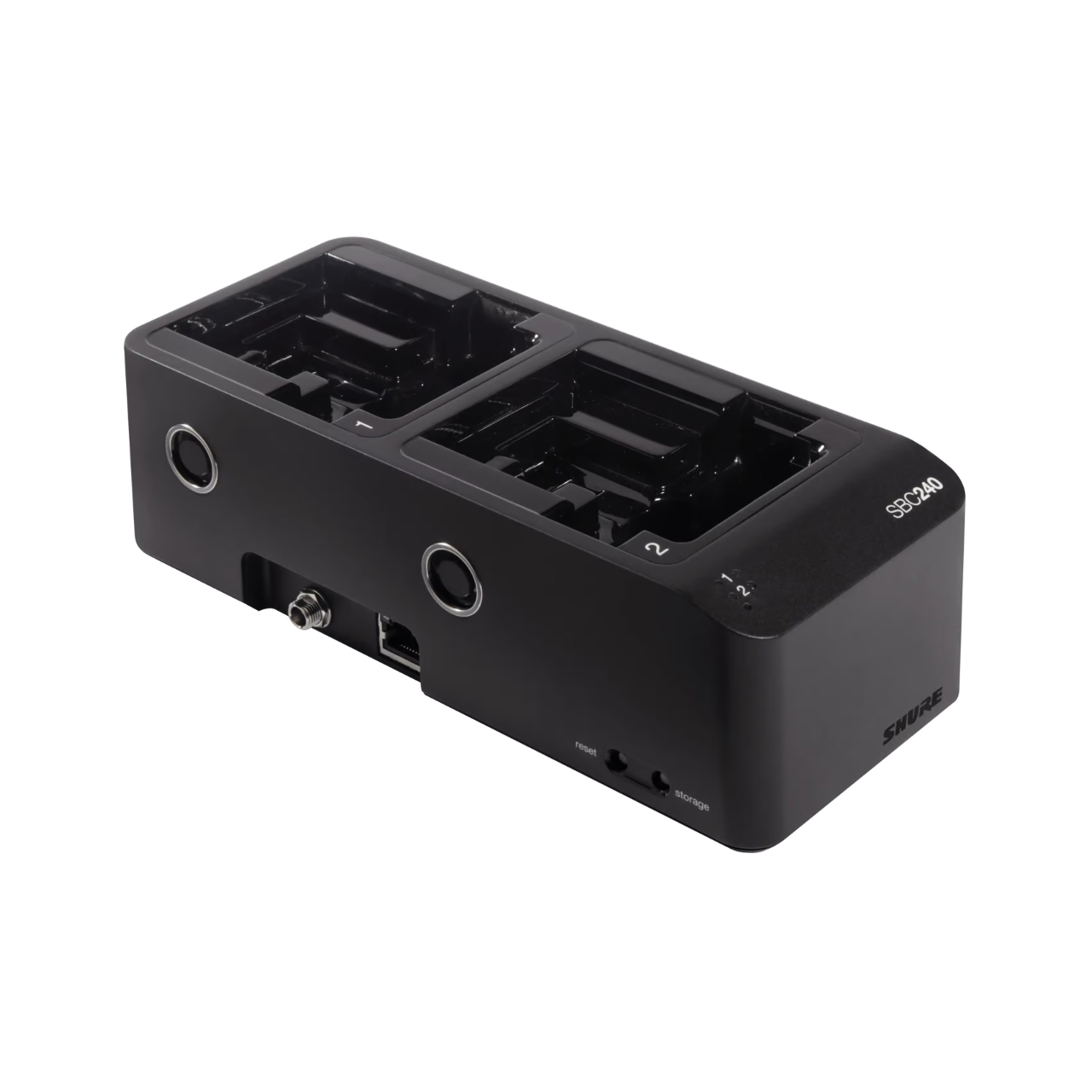 Shure SBC240 2-Bay Networked Charging Dock for SB910 and SB920A Batteries - Power Supply Included - TAA Compliant