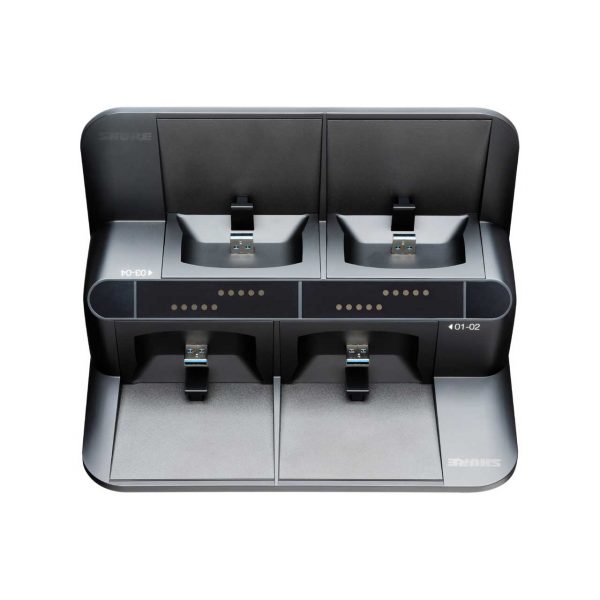 Shure SBC450 4-bay Networked Docking Station Charges Up To 4 ULXD6 or ULXD8 Transmitters - Power Supply Included