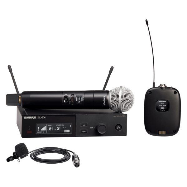 Shure SLXD124/85M-G58 Digital Wireless Combo System with SM58 Handheld and WL185m Lavalier Microphones - 470MHz - 514MHz