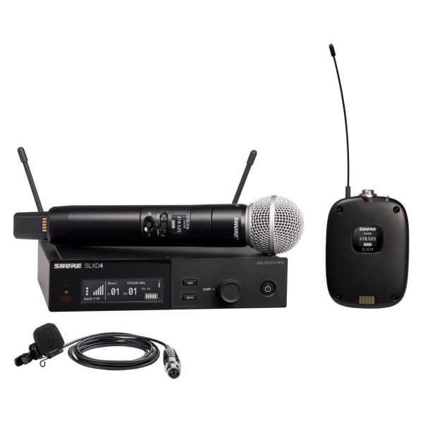 Shure SLXD124/85M-J52 Digital Wireless Combo System with SM58 Handheld and WL185m Lavalier Microphones - 558MHz - 616MHz