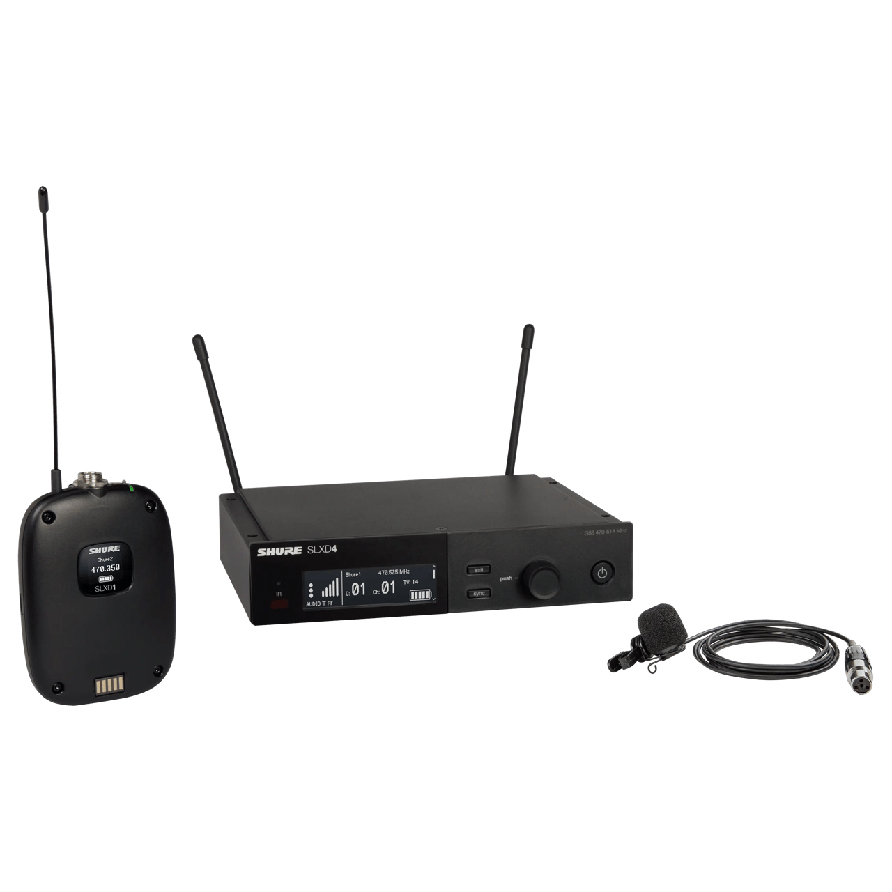 Shure SLXD14/85M-J52 Digital Wireless Combo System with WL185m Lavalier Microphone - 558MHz - 616MHz