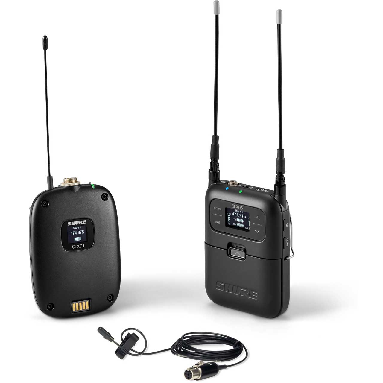 Shure SLXD15/DL4B-H55 Portable Digital Wireless System - SLXD1 Bodypack Tx/SLXD5 1-Ch Rx/DL4B Omni Lav Mic - 514-558MHz