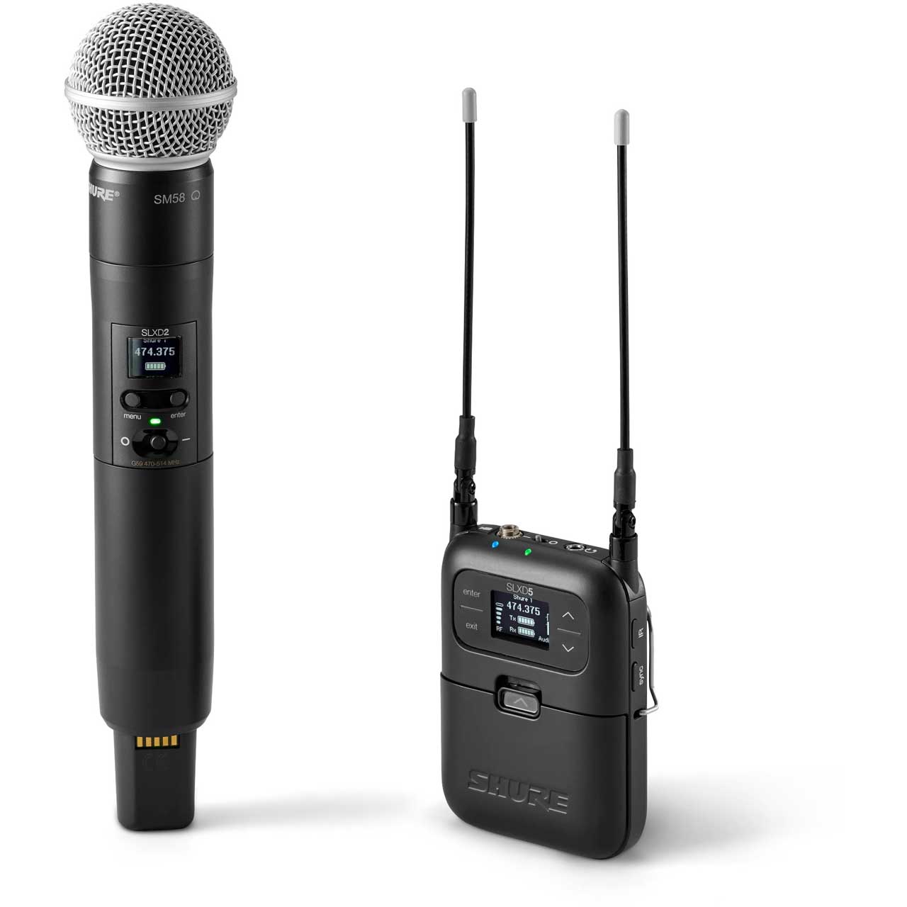 Shure SLXD25/SM58-J52 Portable Digital Wireless System - SLXD2 Tx - SM58 Cardioid Mic - SLXD5 1-Ch Rx - 558-616MHz