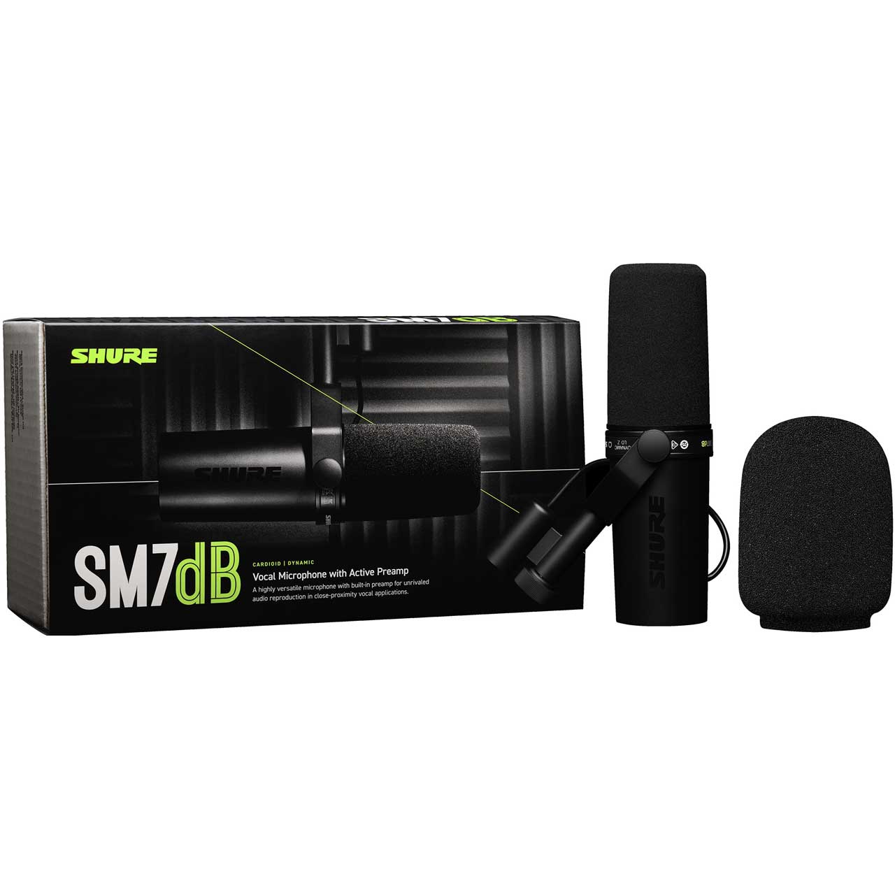 Shure SM7dB Active Dynamic Cardioid Microphone with Cloud Licensed Preamp Technology