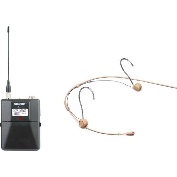 Shure ULXD1 Digital Bodypack Transmitter and TwinPlex Tan Headset Mic Kit with TA4M Connector - 534-598MHz